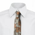 thumbnail image 3 of Men's Tie, Floral Nostalgia Peonies, 3.7", Dark Peach Grey Yellow, by Ambesonne, 3 of 4