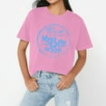 thumbnail image 3 of NAMTYQX Graphic Tees Short Sleeve Scoop Neck Patterns Soft Slack Plus Size Print Fashion Light Womens Tops Pink Size XL, 3 of 5