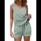 thumbnail image 2 of Conjuntos de Verano de 2 Piezas para Mujer, Sin Mangas, Cuello en V, Camisetas Sin Mangas con Nudo y Pantalones Cortos, Conjuntos A Juego, Verde M, 2 of 9