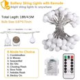 thumbnail image 4 of Cadena de luces LED, 50 luces LED con batería de 18 pies, 8 modos con control remoto, luces de cadena de hadas estrelladas de globo impermeables para dormitorio, jardín, Ch, 4 of 5
