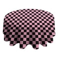 thumbnail image 4 of Black and Pink Checkerboard Pattern Round Tablecloth 60"x60",Wrinkle Wipeable Table Cloth for Kitchen Dining Room Picnic Patio Party, 4 of 6