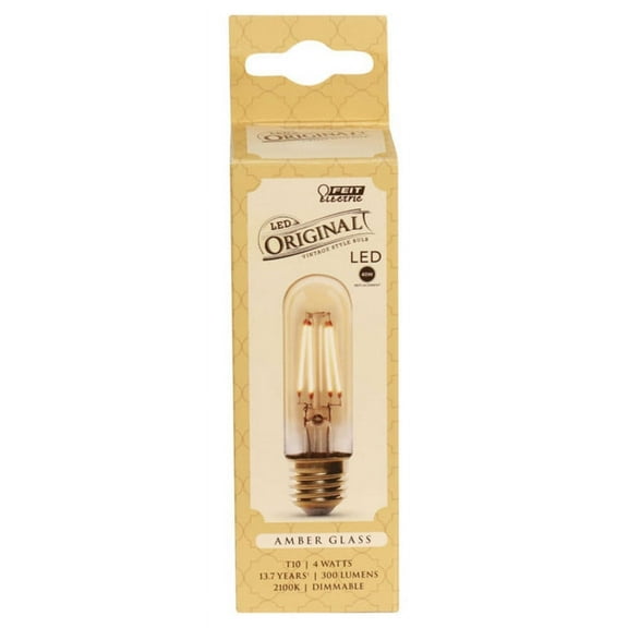 1 Pc, Feit T10 E26 (Medium) Led Bulb Amber 40 Watt Equivalence 1 Pk