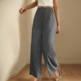 thumbnail image 3 of SELONE Wide Leg Pants for Women Plus Size Gray Lounge Pants with Pockets Cotton Linen Wide Leg Elastic Waist Full Length Trouser Loose Casual Long Beach Pants Solid L Tall Breathable Summer Clothes, 3 of 7