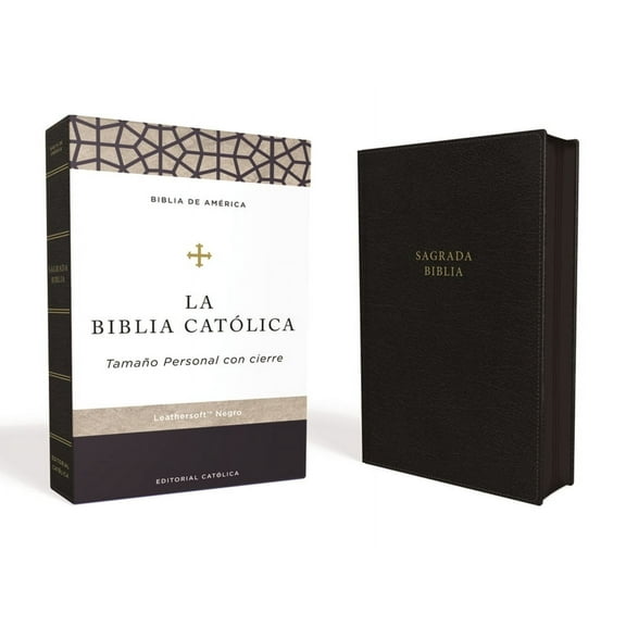 Biblia Católica, Tamaño Personal, Leathersoft, Negra, Con Cierre, Comfort Print, (Hardcover)