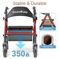 thumbnail image 2 of Andador con ruedas Soundfuse para personas mayores con asiento, plegable y ligero, con ruedas grandes de poliuretano de 20 cm, asiento ergonómico y doble ajuste de altura., 2 of 5
