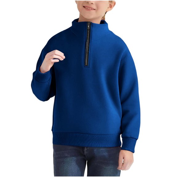 Kukoosong Baby Boys' Girls' Long Sleeve Sweatshirts Toddler Girl Fall Clothes V Neck Plain Hoodless Hoodies Half Zip Pullover Tops for 13 Years