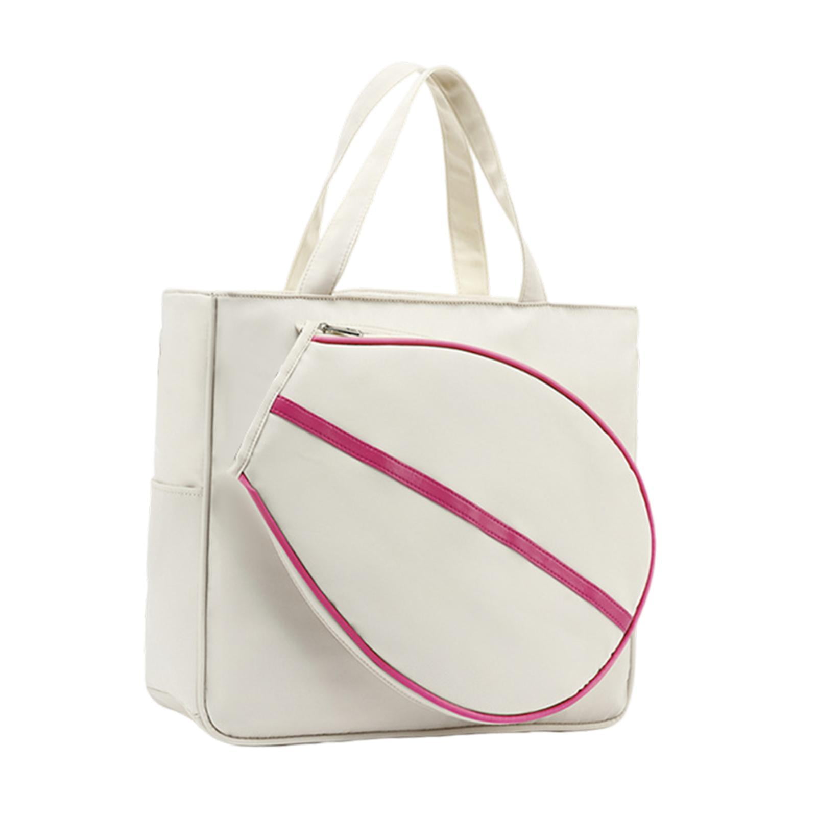 Baoblaze Tennis Tote Bag Fitness Large Detachable Racquet Cover Duffle Bag Racket Bag white