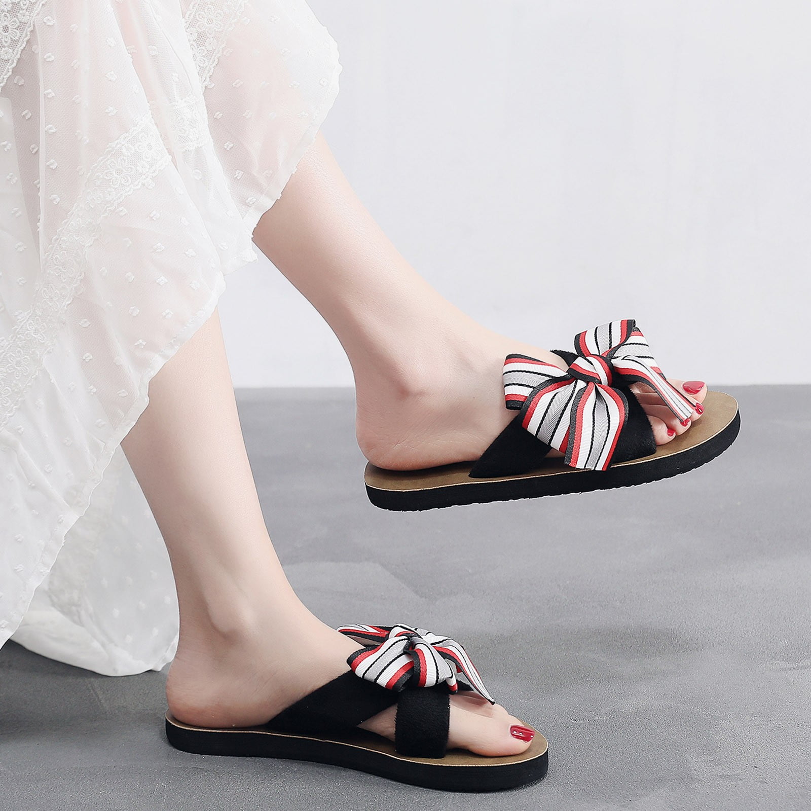 Wedding Sandals for Bride Women Beach Breathable Bowknot Sandals Home Slipper Flip Flops Flat Shoes Camel Sandals for Women on Clearance Walmart