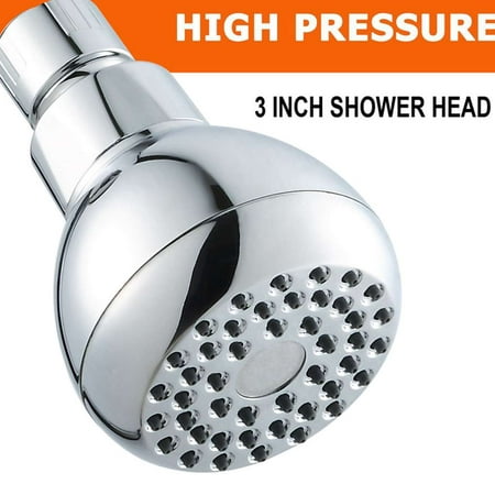 High Pressure Shower Head - 3″ Anti-clog Anti-leak Fixed Chrome Showerhead - Adjustable Metal Swivel Ball Joint with Filter - Ultimate Shower Experience Even at Low Water Flow &