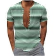 thumbnail image 2 of Big and Tall Stripe Shirts for Men S-5XL Plus Size Short Sleeve Tshirts Button V Neck Pullover Lightweight Going Out Loungewear Tees Tops, 2 of 5