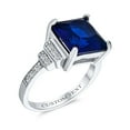 thumbnail image 4 of Bling Jewelry Womens Art Deco 5CTW Blue Brilliant Cut Square CZ Stepped Side Stone Engagement Ring, 4 of 5