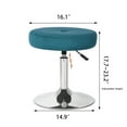 thumbnail image 4 of Adeco  Adjustable Velvet Round Ottoman Swivel Vanity Stool Makeup Chair Teal, 4 of 7