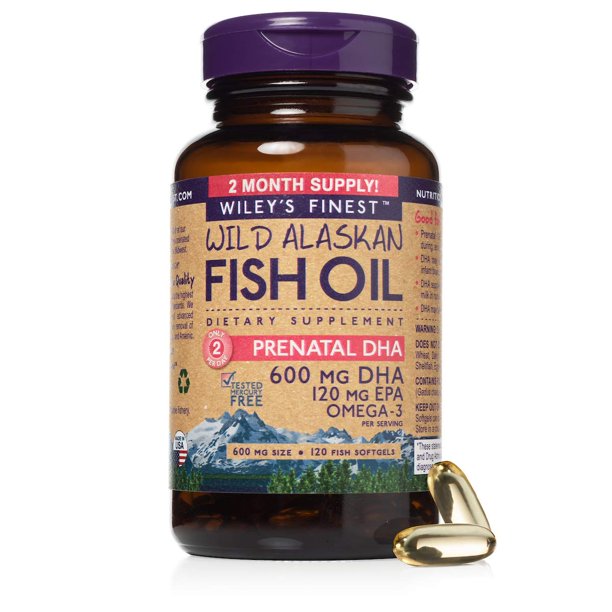 Wiley's Finest Wild Alaskan Fish Oil Prenatal Mini DHA, 720mg EPA
