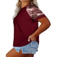 thumbnail image 2 of Summer Short Sleeve Camouflage Printing Plus Size T-Shirt Women Casual Patchwork Tops, 2 of 4