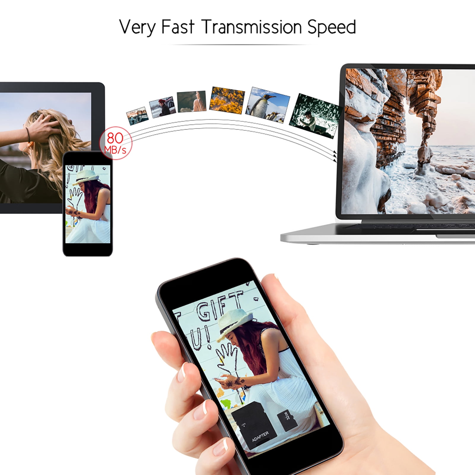 32GB SD Card Reader Card Andoer 32GB Class 10 Memory Card TF Card TF Card Adapter for Camera Car Camera Cell Phone Table PC Audio Player GPS