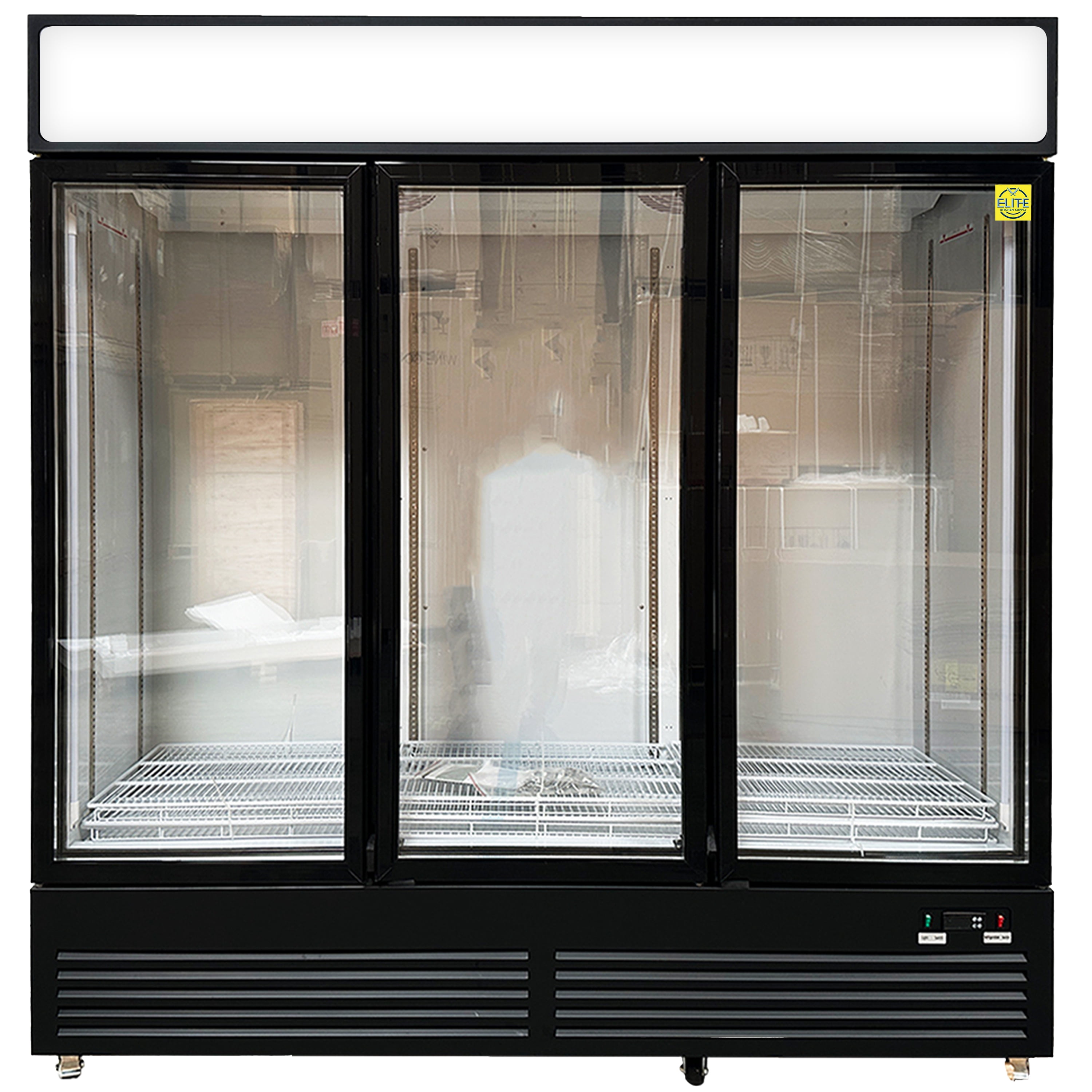 74 in Commercial 3-Glass Door Upright Reach-In Merchandiser Cooler, 60 Cu Ft Beverage Display
