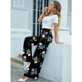 thumbnail image 5 of Women's Stretchy Wide Leg Palazzo Lounge Pants Casual Comfy High Waist Palazzo Pants, 5 of 11