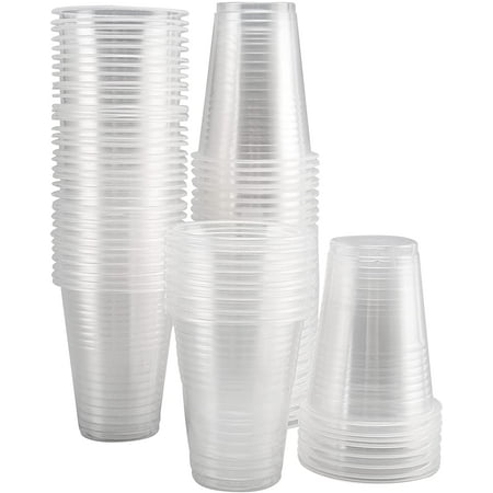 Clear Disposable Plastic Cups (100 Pack) Tumbler Glasses for Parties Weddings and Holidays Good for Dessert or Drinking Alcohol like Cocktails Wine and Punch
