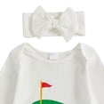 thumbnail image 5 of Staki Toddler Pajamas Baby Girl Outfit Romper Onesie Cute Ribbed Knit Jumpsuit Winter Clothes(White,3-6 Months), 5 of 6