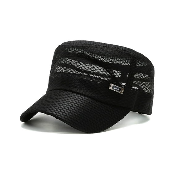 WITHMOONS Summer Breathable Cadet Hat Basic Mesh Military Army Cap YZ40117 (Black)