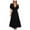 Black, variant on ChaoHeng Ladies Dresses Plus Size Summer Dresses for Women Plus Size Women's Casual Fashion Solid Color V-Neck Lace-up Flared Sleeve Splicing Dress