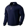 thumbnail image 4 of QHFBli Men's Plus Size Crewneck Sweatshirt 24 Autumn Long Sleeved Lapel Zipper Men's Loose Casual Top Shirt Comfortable Soft Fabric Stylish Navy XXL, 4 of 9