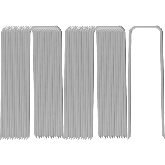 AAGUT 50 Packs 12 Inches Landscape Staples Heavy Duty 11 Gauge Galvanized Steel,Garden Stakes, Ground Stakes for Landscaping Securing Weed Barrier Fabric, Irrigation Tubing, Holding Fence