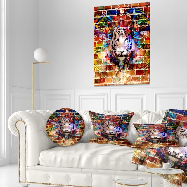 Tigre sur Brique Abstraite - Toile d'Art Mural Abstrait