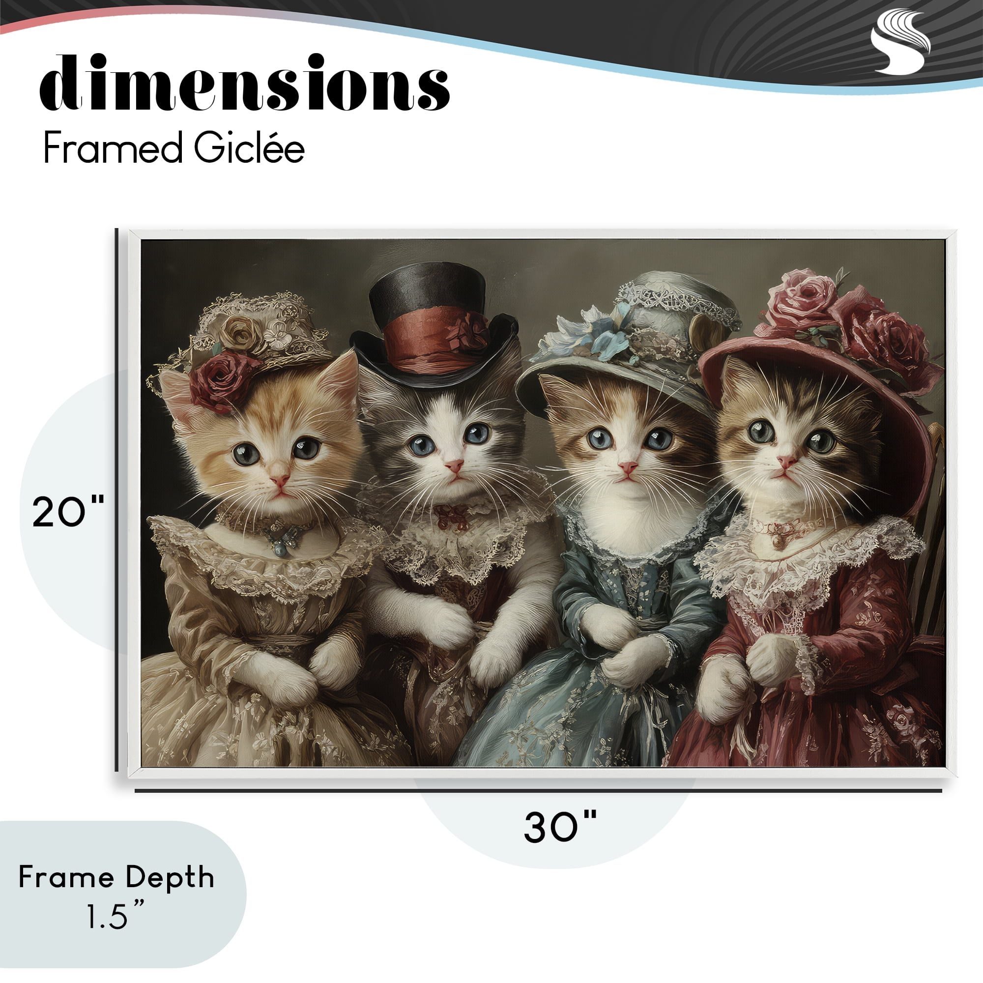 Stupell Industries Vintage Dress Kittens White Framed Giclee Art, design by The Wands Want