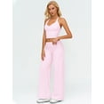 thumbnail image 4 of PISONIC Womens Workout Sets Two Piece Halter Crop Top Matching Straight Leg Pants Gym Work Pilates Outfits, 4 of 6