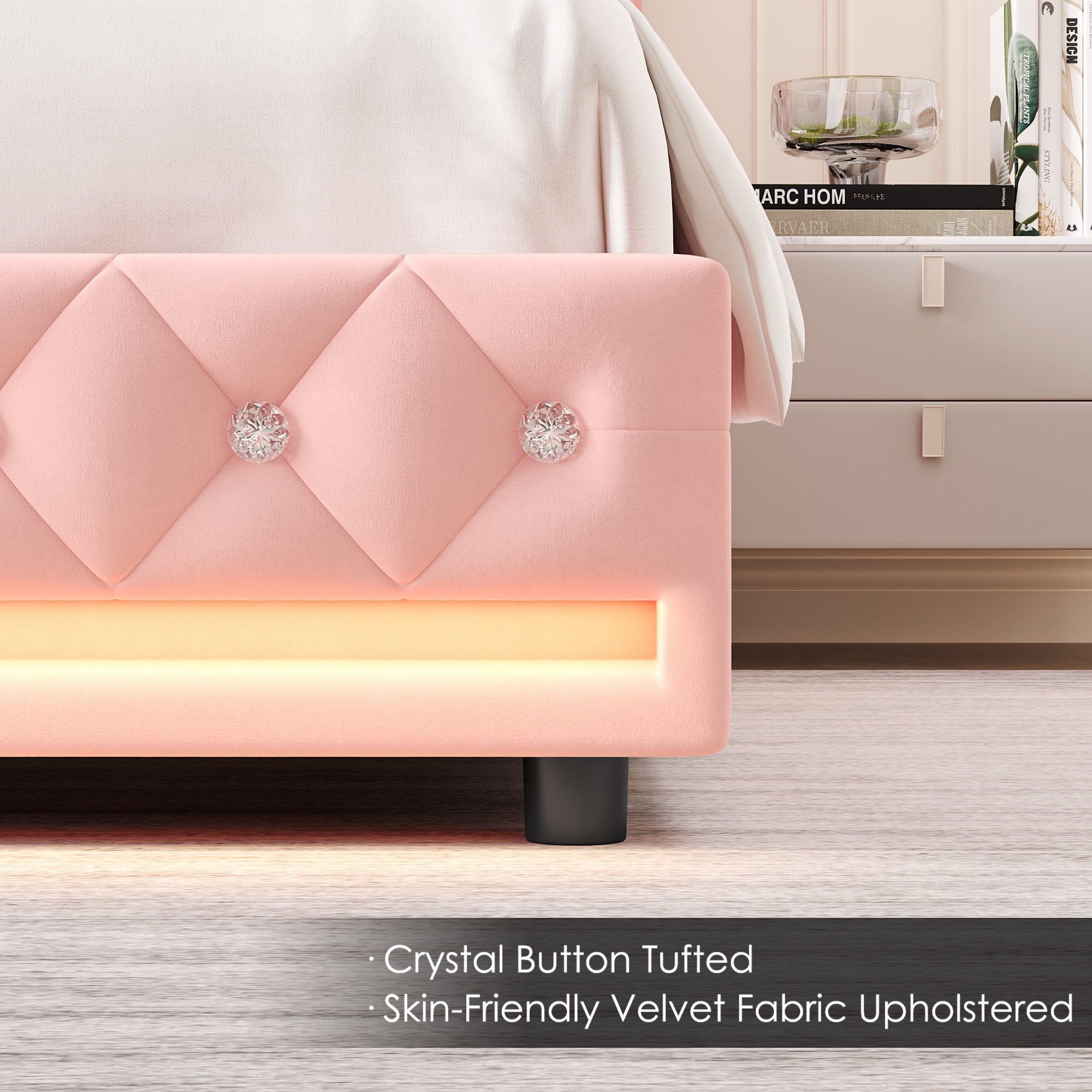 Homfa Full Size LED Bed Frame with 2 Storage Drawers & Charge