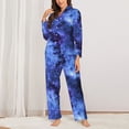 thumbnail image 2 of Pajama Sets for Women 2 Pcs, blue Starry sky Violet aesthetic Button Down Long Sleeve Sleepwear Lounge PJ Sets, 2 of 6