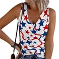 thumbnail image 2 of WZXFASHION American Flag Tank Top Women 4th Of July Shirts Button V Neck Knit Ribbed Tops Casual Coloful Printed Patriotic Tees Spring Savings Clearance Women's Short sleeve T-shirt, 2 of 6