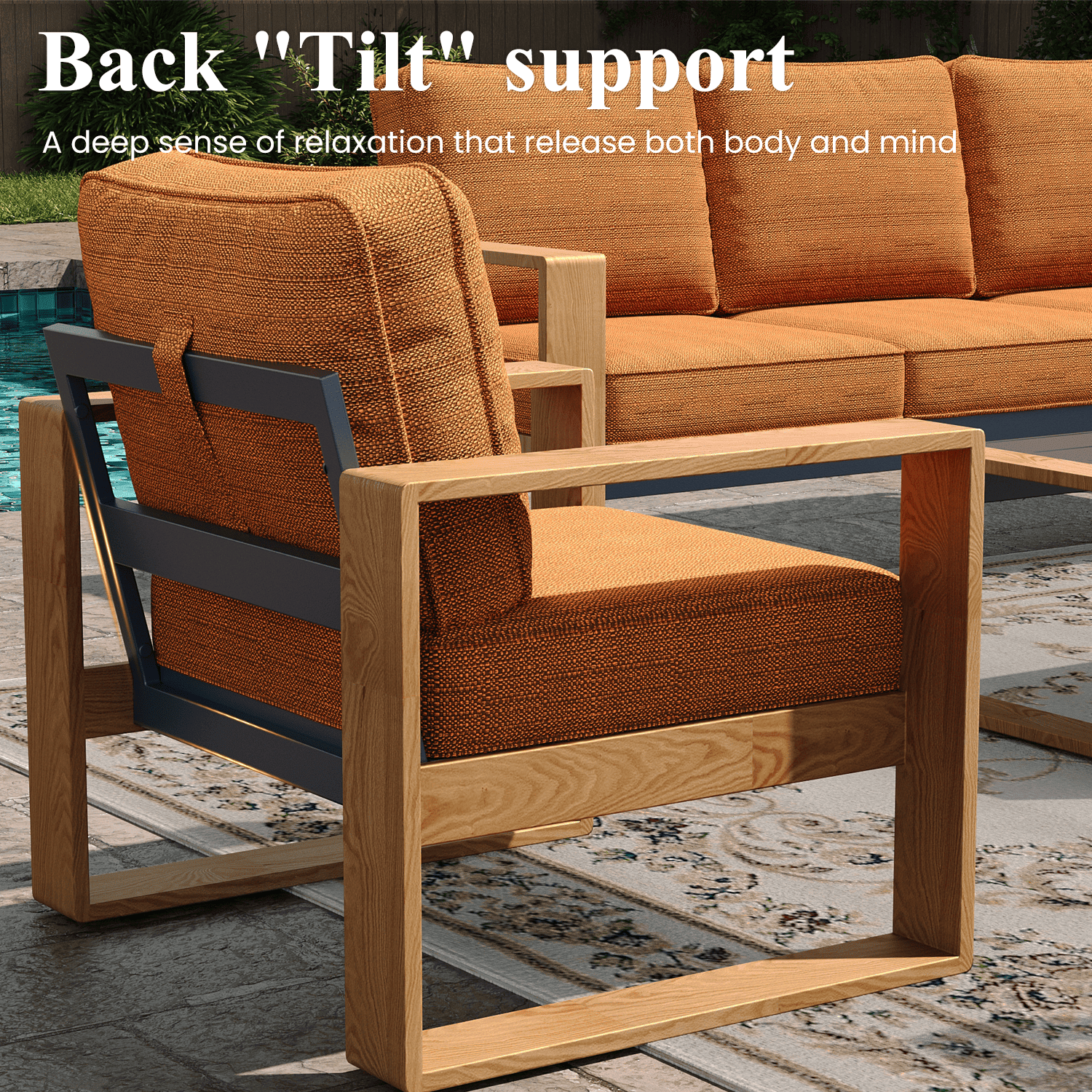 LayinSun Aluminum Patio Furniture Set 2 Seat Loveseat, Oversized Seat with Hight Back, Outdoor Conversation Sets for Porch, Balcony, Deck