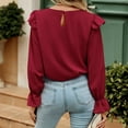 thumbnail image 7 of WIZUTIZ Fall Winter Shirt Women's Casual Sexy Fashion Solid Long Sleeve Tops Women V Neck Pullover Blouse, 7 of 7