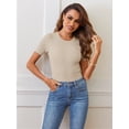 thumbnail image 3 of Merokeety Casual Solid Bodysuit Almond m, 3 of 4