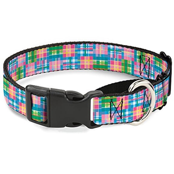 Buckle-Down MGC-W31322-L Madras Plaid Pink Martingale Dog Collar