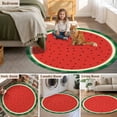 thumbnail image 5 of Round Rugs 3.3Ft, Watermelon Round Area Rug Washable Indoor Throw Carpet, Watercolor Red Summer Fruits Green Striped Soft Non Slip Circle Rug for Laundry Room Patio Home Decor Aesthetic, 5 of 8