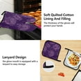 thumbnail image 4 of 5 Pcs Kitchen Set Heat Resistant Oven Mitts and Non-Slip Pot Holders with Adjustable Cooking Apron Purple Rose Line Art, 4 of 6