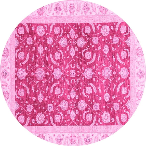 Ahgly Company Indoor Round Oriental Pink Traditional Area Rugs, 4' Round