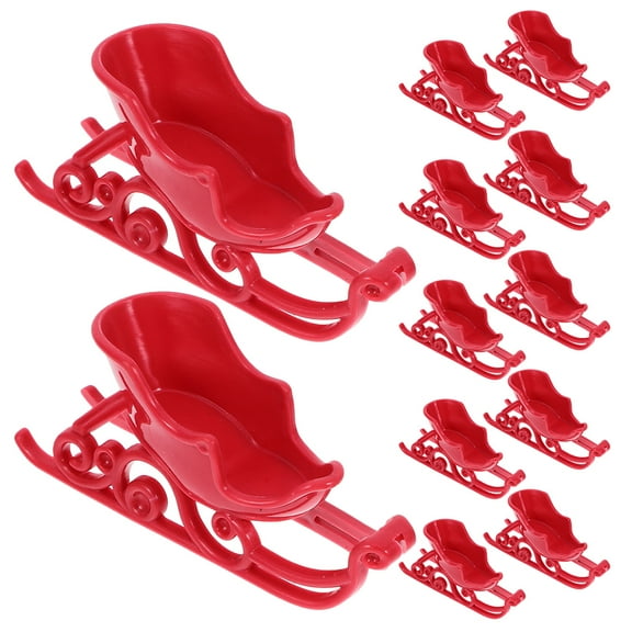 Gymnture 12pcs Mini Christmas Sleigh Plastic Santa Sleigh Car Model Xmas Miniature Ornaments for Tabletop Xmas Tree Hanging Decoration