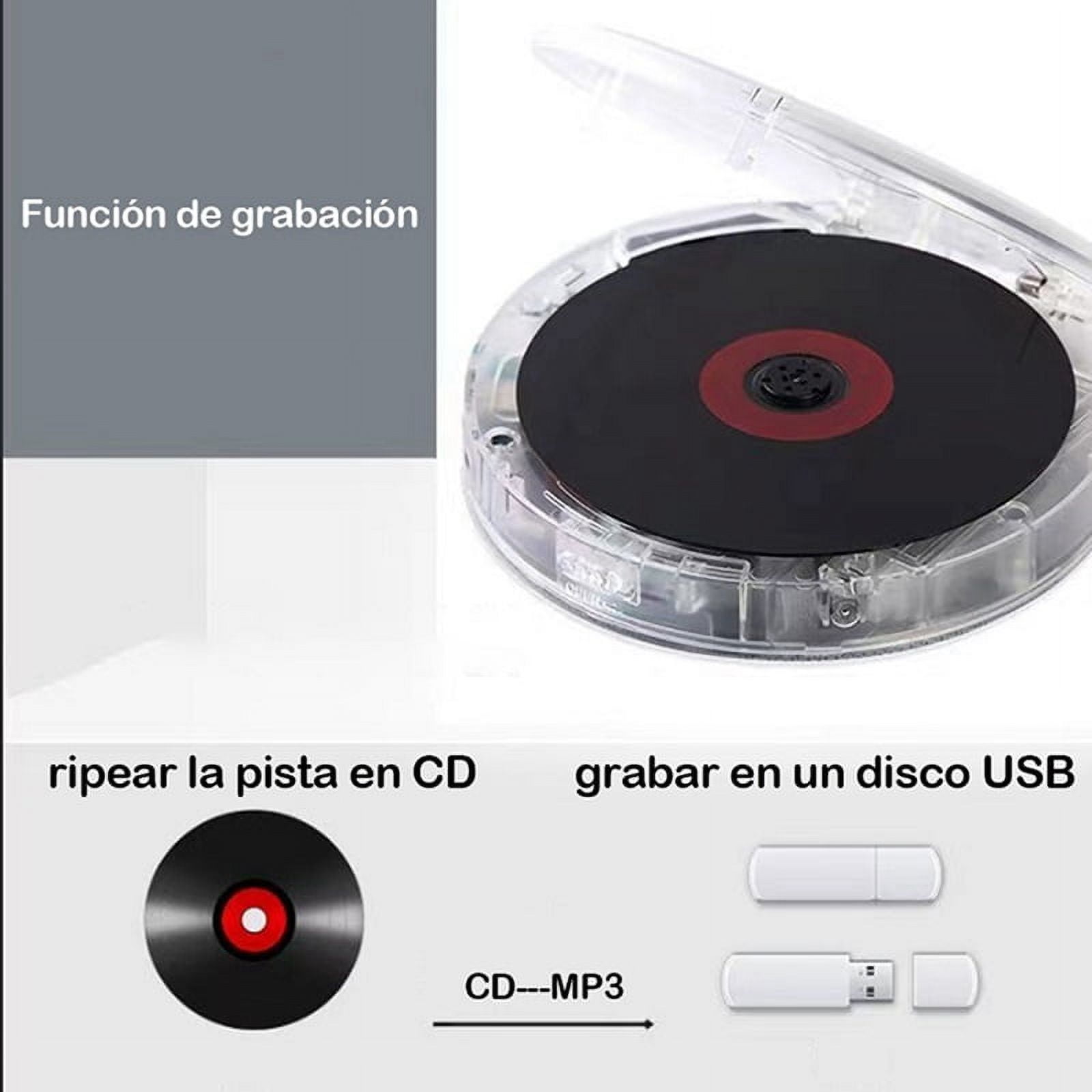 Protable Bluetooth CD Player Transparent Speaker Music with LCD Display Personal CD Player for Home Travel