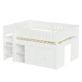 thumbnail image 6 of Harper & Bright Designs Full Size Low Loft Bed with Storage Cabinet and Chalkboard Panel, Full Wooden Loft Bed Frame with Storage Shelves for Bedroom, White, 6 of 11