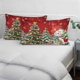 thumbnail image 3 of Red Snowman Christmas Pillow Covers, Linen Long Throw Pillow Case, Vintage Xmas Tree Snowflake Holiday Pillow Protector Decorative Cushion Cover for Living Room/Bedroom 12" x 20", 3 of 8