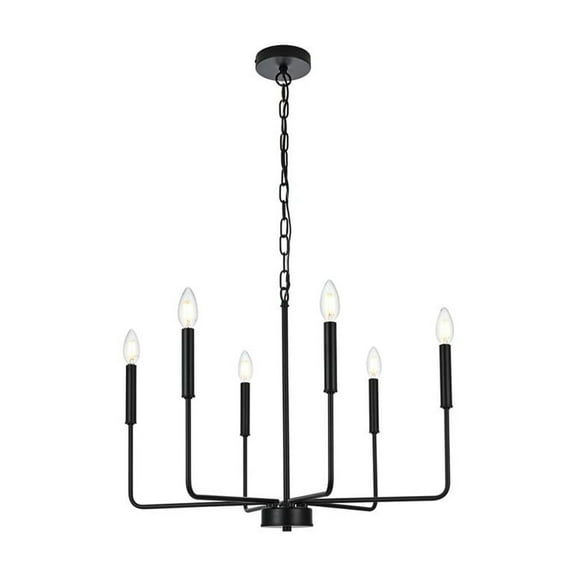 Living District Willa 6-Light Modern Iron Metal Pendant Light in Black