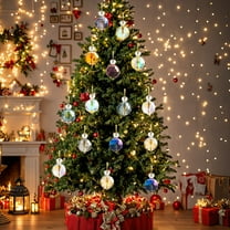 HomeKingdee Multicolored Crystal Christmas Ball Ornaments, Iridescent Glass Christmas Ornaments Vintage Prism Ball Xmas Tree Decorations Party Home Christmas Decor