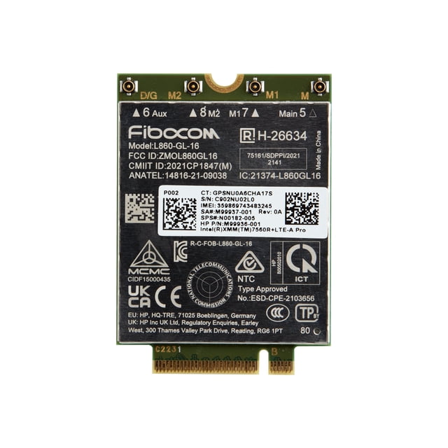 Intel XMM 7560 R+ - modem Cellulaire Sans Fil - 4G LTE Advanced Pro - Carte M.2 - 150 Mbps - pour EliteBook 64X G10, 65X G10, 83X G10, 84X G10, 86X G10