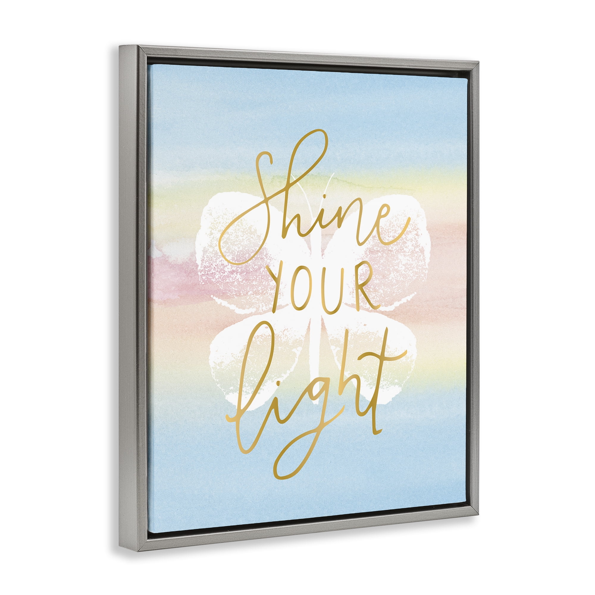 Stupell Industries Shine Your Light Animals & Insects Painting Gray Floater Framed Art Print Wall Art, 25 x 31