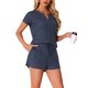 thumbnail image 4 of Conjunto de lounge de punto waffle para mujer INSPIRE CHIC de 2 piezas, traje deportivo con bolsillos, 3XL, color navy, 4 of 5