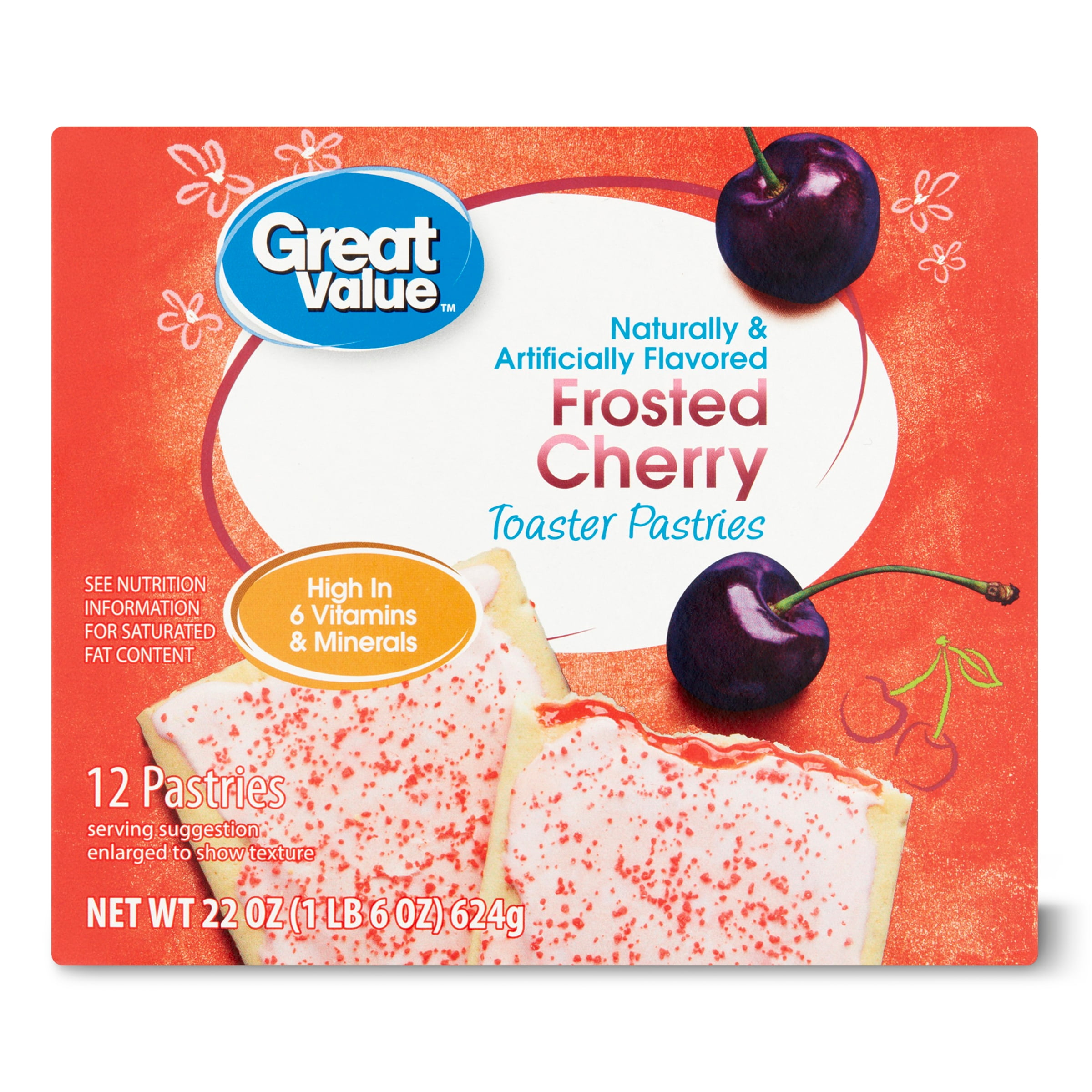 Great Value Frosted Toaster Pastries, Frosted Cherry, 22 oz, 12 Count